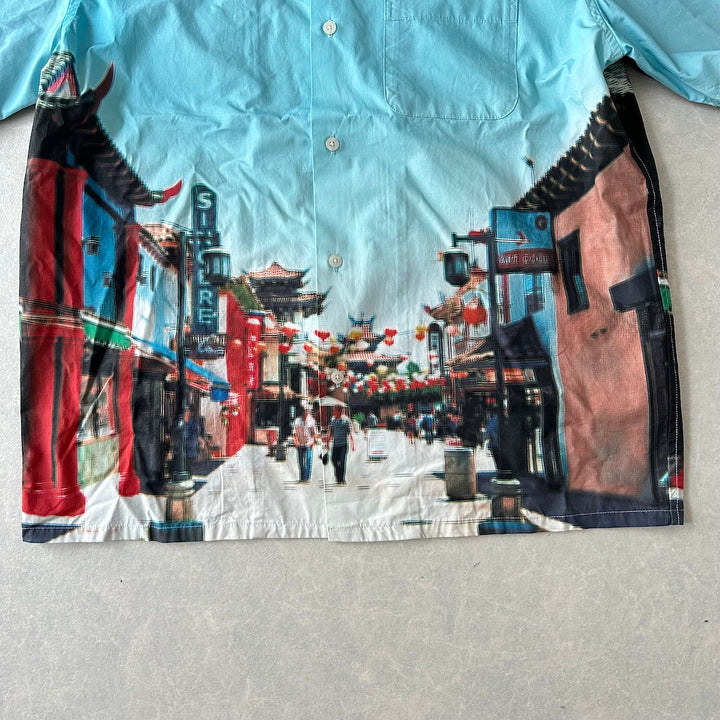 【XLARGE】未使用品 異国柄プリント半袖開襟シャツ 総柄 M 古着 メンズ