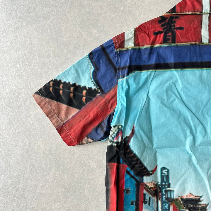 【XLARGE】未使用品 異国柄プリント半袖開襟シャツ 総柄 M 古着 メンズ