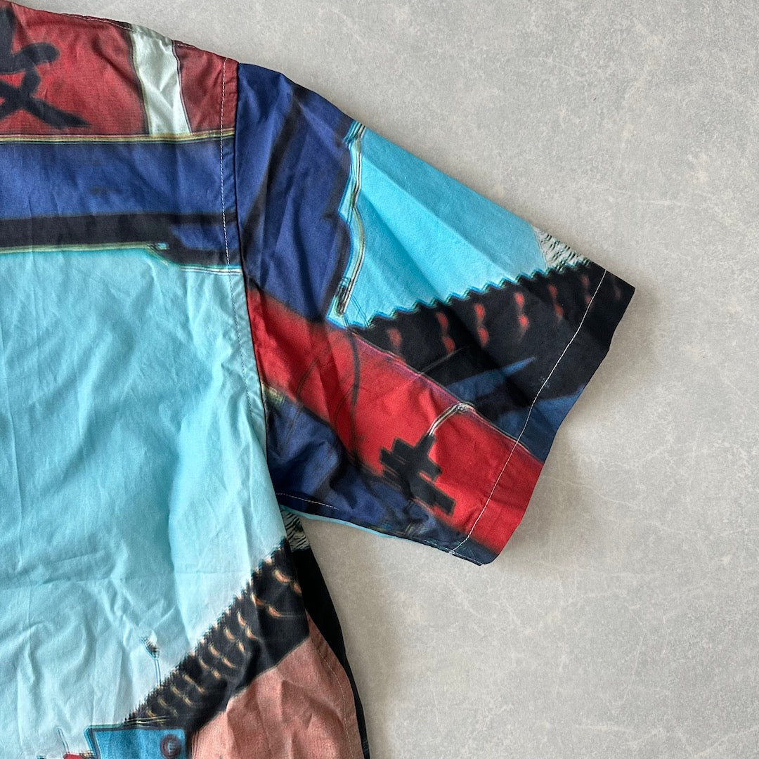 【XLARGE】未使用品 異国柄プリント半袖開襟シャツ 総柄 M 古着 メンズ