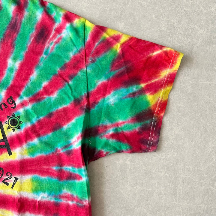 タイダイ染めプリント半袖Tシャツ 総柄 L メンズ 古着