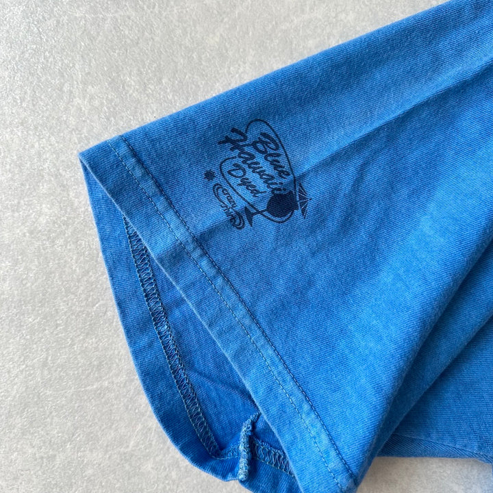 ヴィンテージ風サーフプリント半袖Tシャツ ブルー L 古着 メンズ