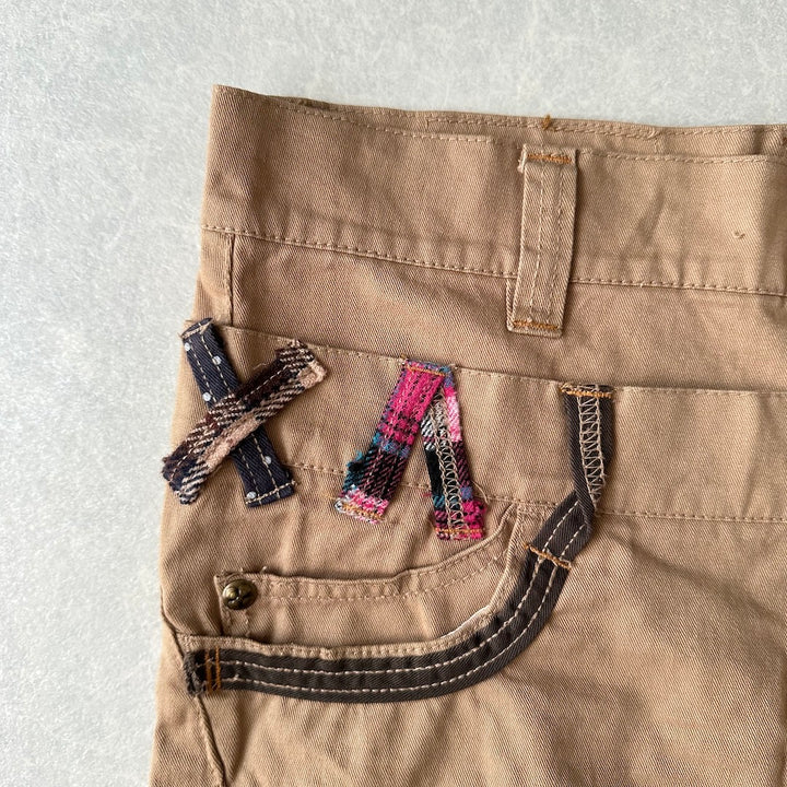 コンチョボタン刺繍入りチノショートパンツ ベージュ 古着 メンズ