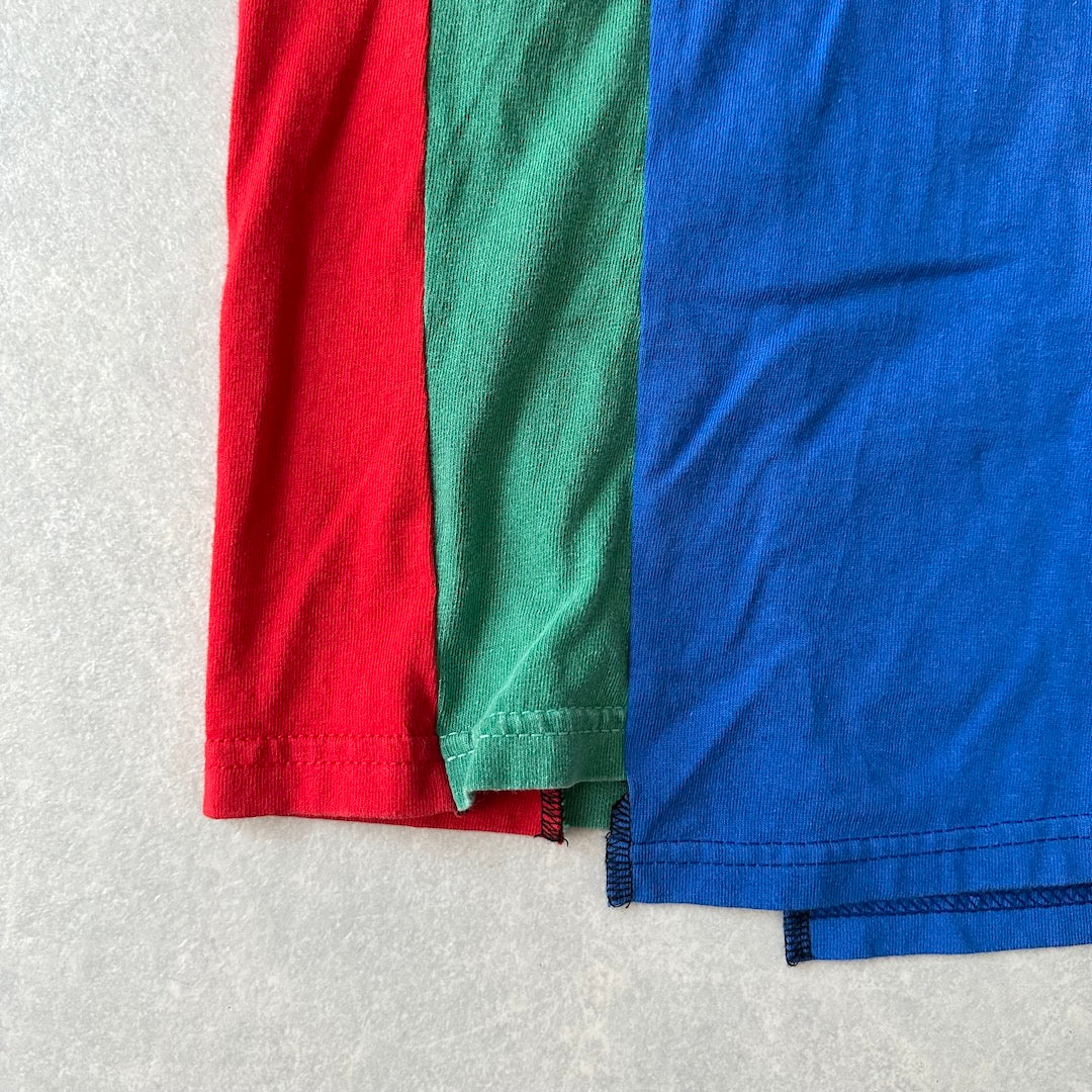 リメイク風アメカジプリント半袖Tシャツ マルチ 古着 メンズ