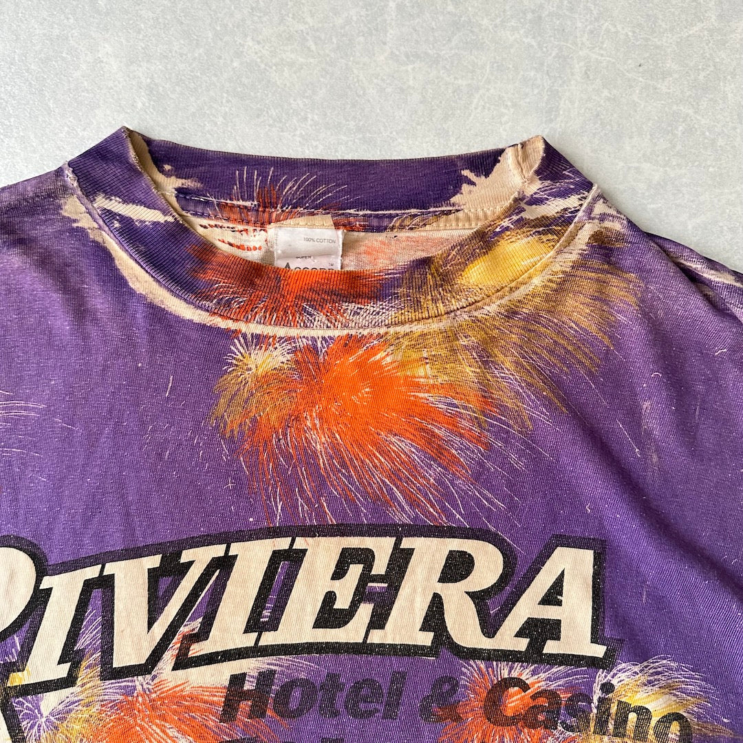 ヴィンテージ風プリント半袖Tシャツ 総柄 L 古着 メンズ