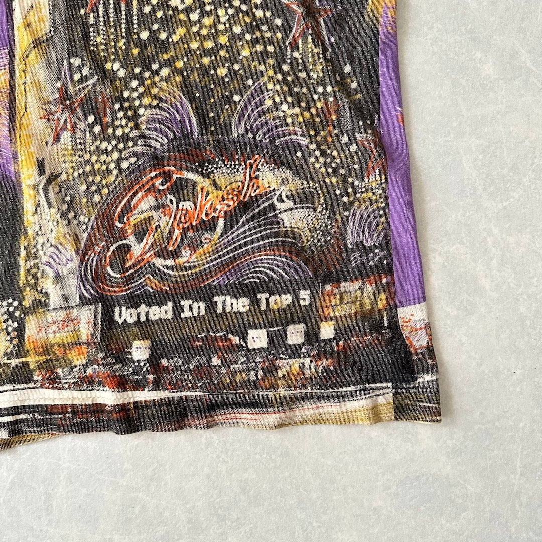 ヴィンテージ風プリント半袖Tシャツ 総柄 L 古着 メンズ