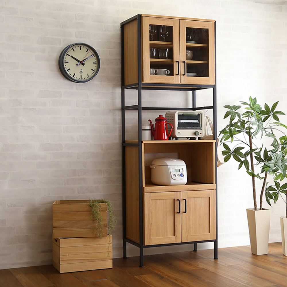 ヴィンテージ食器棚 チーク無垢材 ヴィンテージキャビネットZX 食器棚 ショーケース 陳列棚