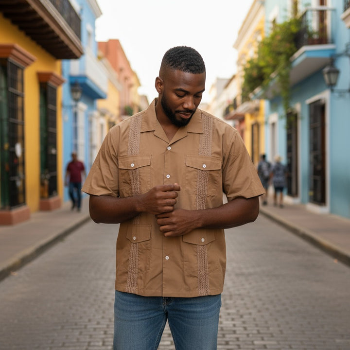 【CIAOPANIC】開襟半袖キューバシャツ ベージュ L 古着 メンズ