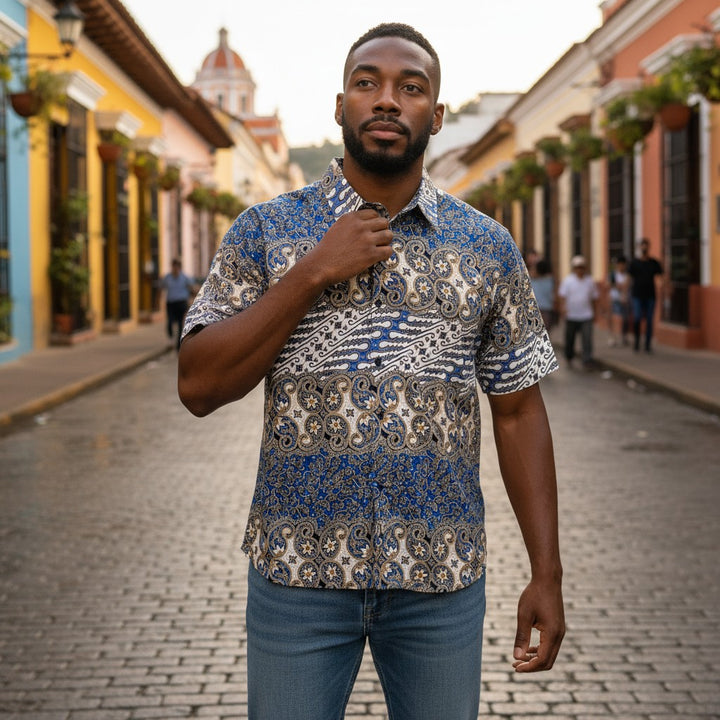 ペイズリー柄半袖シャツ 総柄 XXL 古着 メンズ