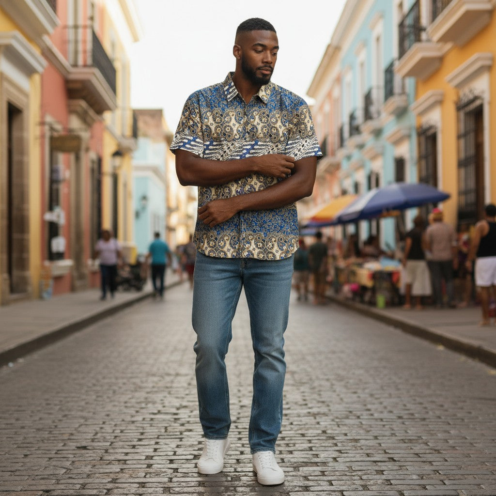 ペイズリー柄半袖シャツ 総柄 XXL 古着 メンズ