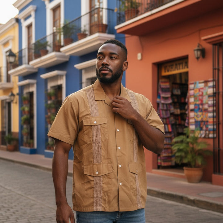 【CIAOPANIC】開襟半袖キューバシャツ ベージュ L 古着 メンズ