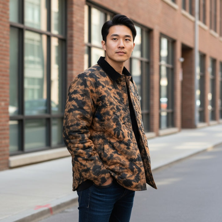 【VANS】タイダイ染めキルティングアウトドアジャケット 総柄 XS 古着 メンズ